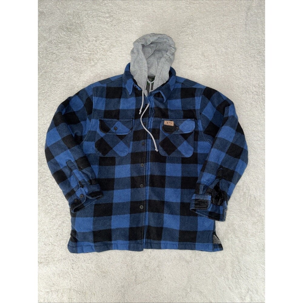 Stillwater Supply Fleece Sherpa Lined Full Zip Jacket Mens L Shacket Blue Plaid